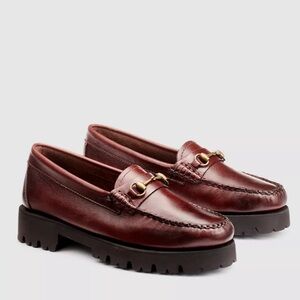 G.H.BASS Lianna Bit Super Lug Weejuns Loafers, Wine, Size 6.5M